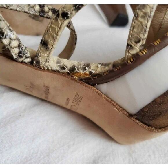 Jimmy Choo Python Print London Tone Block Heel Sandals Women's Size 39.5 Classic - Picture 11 of 12